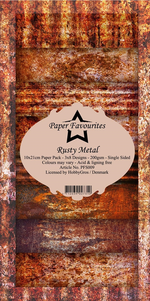  Paper Favourites slim card Rusty metal 10x21cm 24 ark 200g